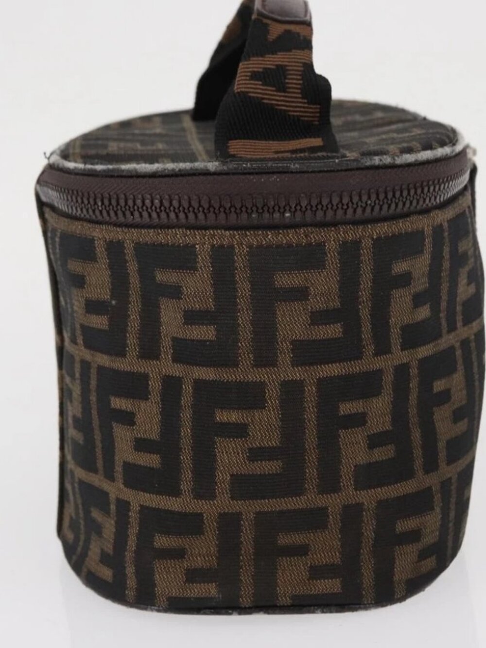 FENDI Zucca Canvas Vanity Pouch Black Brown Silver Auth - Picture 4 of 15